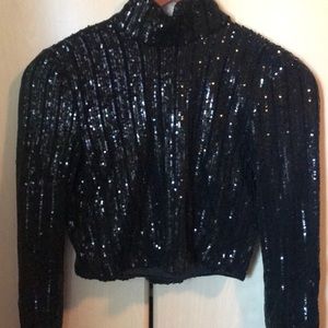 Studio 54 Ready Black Sequined Top - New